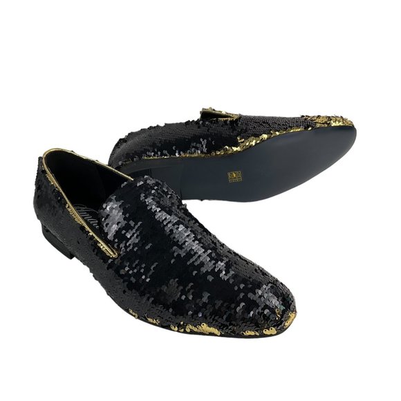 NEW AMALI Men's Slip On Gold/Black Sequins Loafers Flipp-428 size 15 - Picture 3 of 14